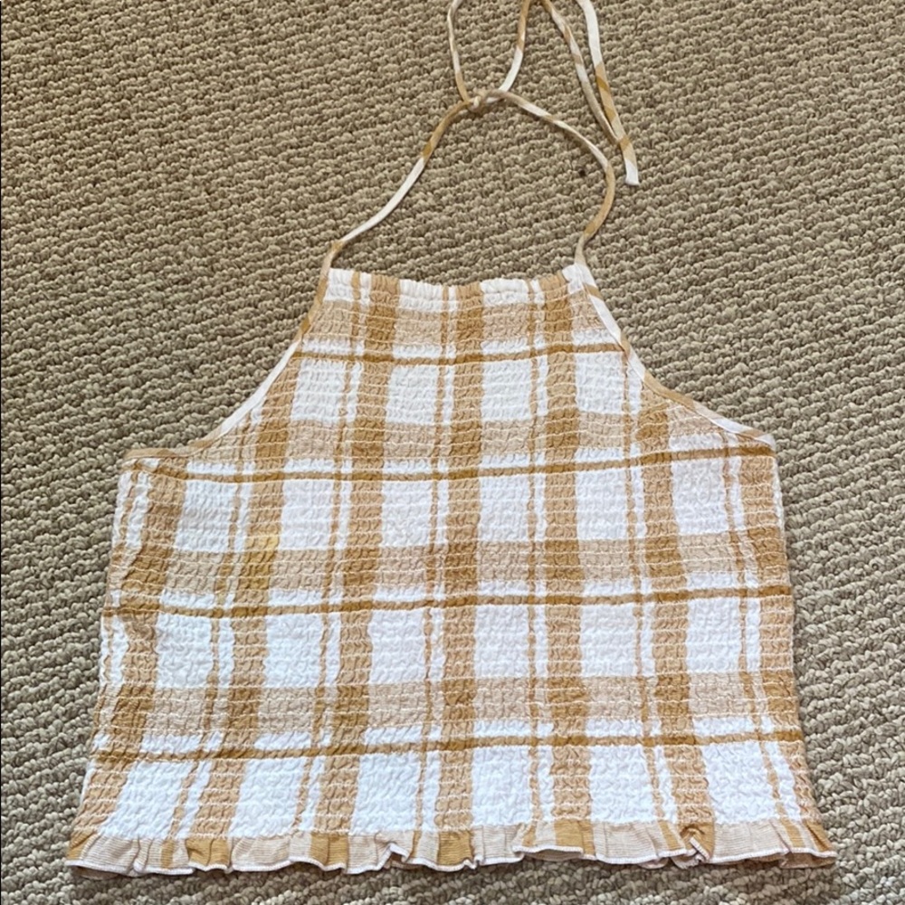 LEAVING!! Dark yellow plaid crop top